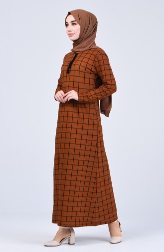 Ziegelrot Hijab Kleider 0221A-01