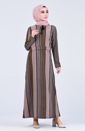 Ziegelrot Hijab Kleider 0221D-02