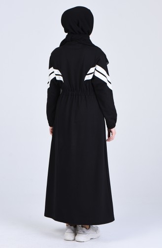 Schwarz Hijab Kleider 0822-04