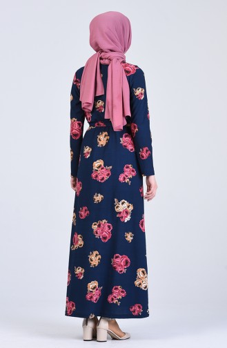 Dunkelblau Hijab Kleider 5708E-02