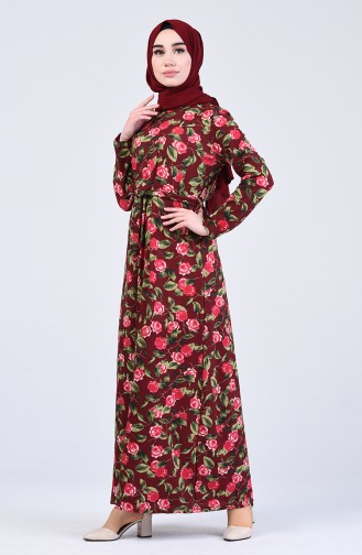 Pattern Belted Dress 5708d-01 Tobacco 5708D-01