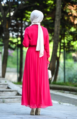 Guipure Chiffon Dress Fuchsia 8154-06