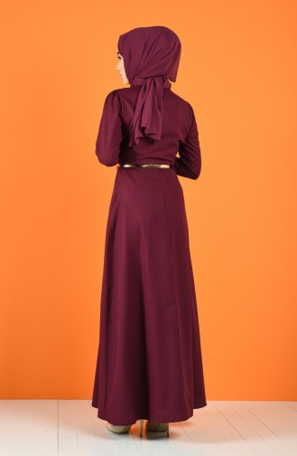 Belted Necklace Dress 6460-01 Plum 6460-01