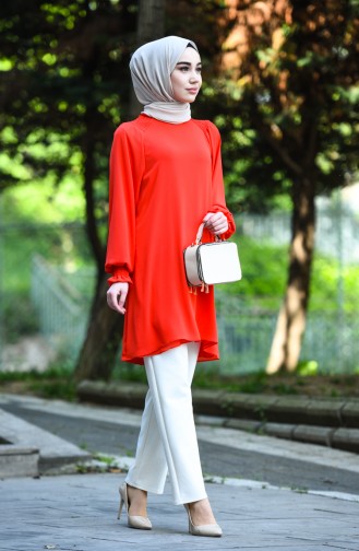 Gipeli Abiye Tunik 8153-02 Nar Çiçeği