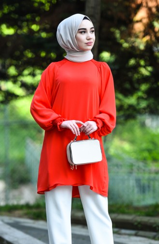 Gipeli Abiye Tunik 8153-02 Nar Çiçeği