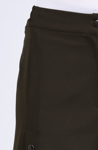 Button Detailed wide Leg Trousers 3101-04 Khaki 3101-04