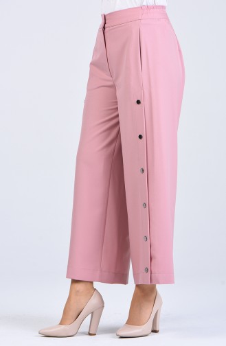Button Detailed wide-leg Trousers 3101-06 Dry Rose 3101-06