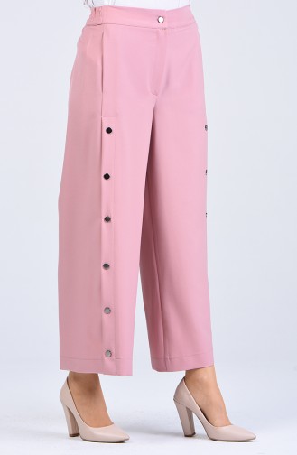 Button Detailed wide-leg Trousers 3101-06 Dry Rose 3101-06