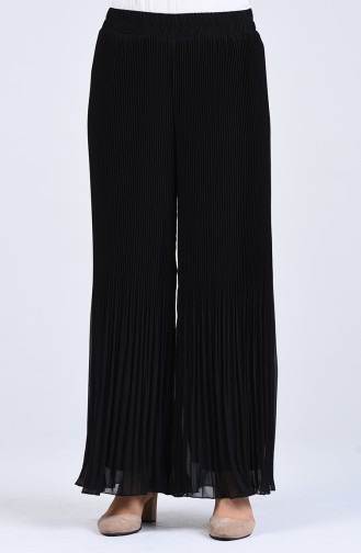 Pleated Chiffon Trousers 4000a-02 Black 4000A-02