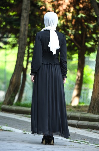 Black Hijab Evening Dress 8107-13