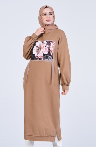 Milk Coffee Hijab Dress 0855-02