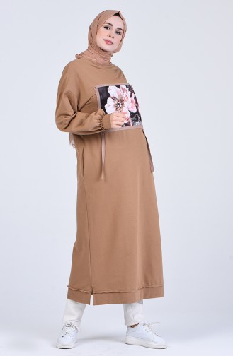 Milchkaffee Hijab Kleider 0855-02