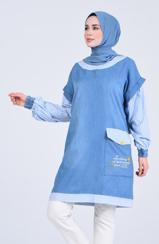 Garnili Kot Tunik 8048-02 Mavi