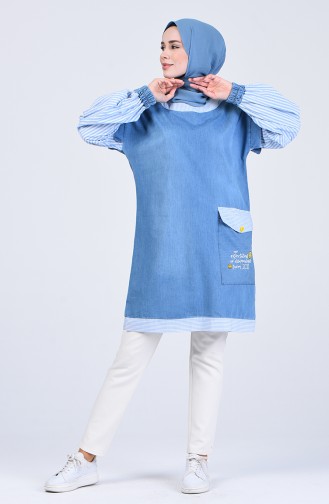 Garnili Kot Tunik 8048-02 Mavi