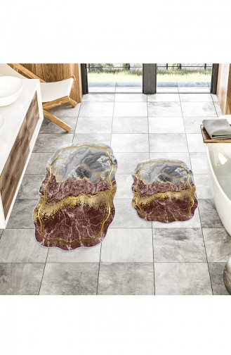 Decoling Lazer Kesim Mermer 2li Banyo Takımı 10-186 Bordo Gold