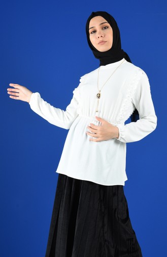 Ecru Overhemdblouse 0845-08