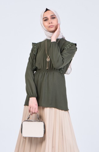 Khaki Overhemdblouse 0845-09