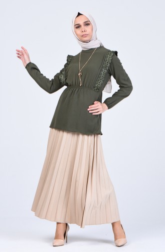 Khaki Overhemdblouse 0845-09