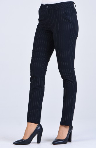 Striped Classic Trousers 3001-03 Navy Blue 3001-03