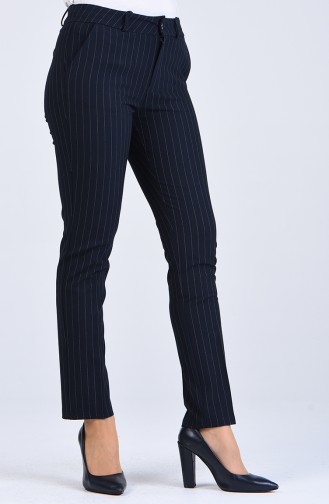 Striped Classic Trousers 3001-03 Navy Blue 3001-03