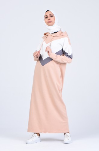 Lachsrosa Hijab Kleider 0854-04