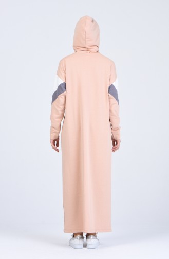 Lachsrosa Hijab Kleider 0854-04