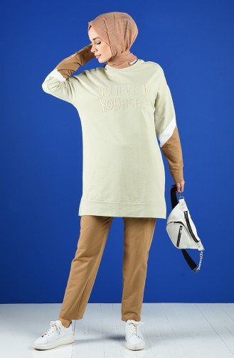 Yarasa Kol Eşofman Takım 0851-04 Su Yeşili Camel