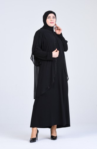 فساتين سهرة بتصميم اسلامي أسود 7803-04