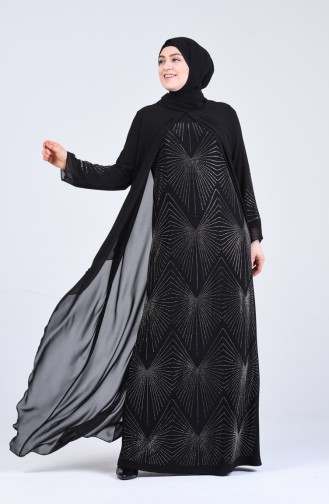 Schwarz Hijab-Abendkleider 1015-03