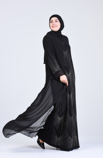 Schwarz Hijab-Abendkleider 1015-03