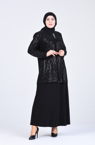 Büyük Beden Takım Görünümlü Elbise 1276-01 Siyah