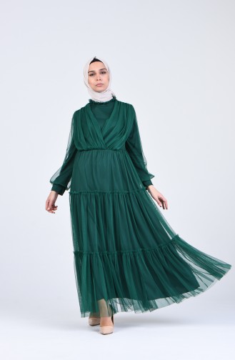 Smaragdgrün Hijab-Abendkleider 3052-01