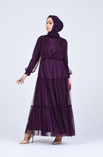 Lila Hijab-Abendkleider 3052-02