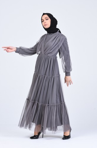 Grau Hijab-Abendkleider 3052-04