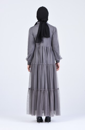 Grau Hijab-Abendkleider 3052-04