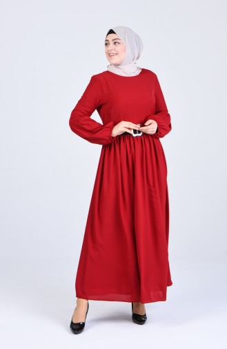 Belted Chiffon Dress 2022-01 Red 2022-01