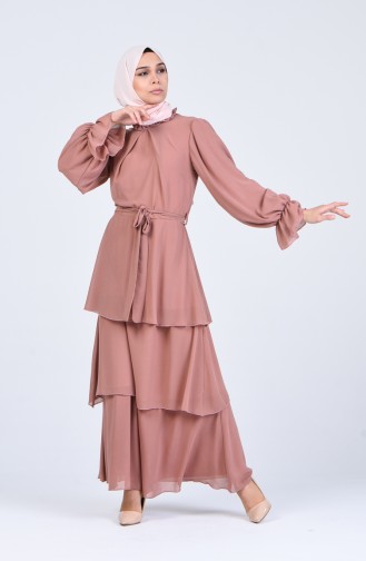 Beige-Rose Hijab Kleider 2027-01