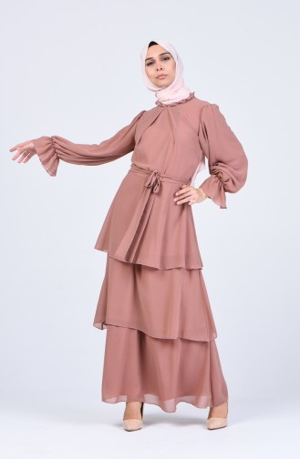 Beige-Rose Hijab Kleider 2027-01