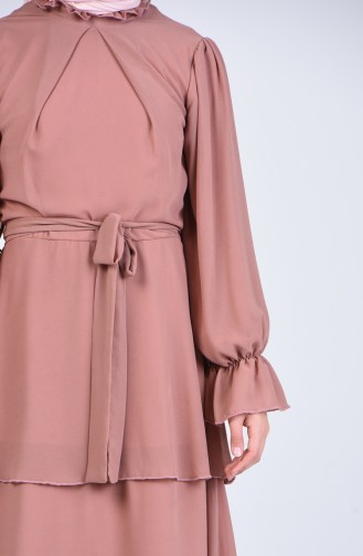 Beige-Rose Hijab Kleider 2027-01