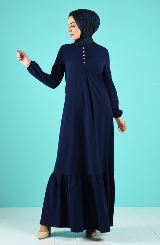 Pleated Dress 1394-03 Navy Blue 1394-03