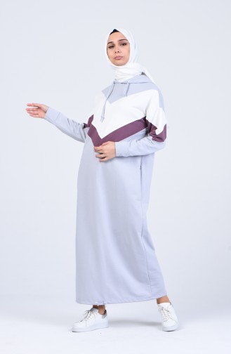 Hellgrau Hijab Kleider 0854-02