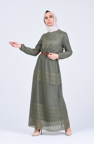 Khaki Hijab Kleider 8057-01