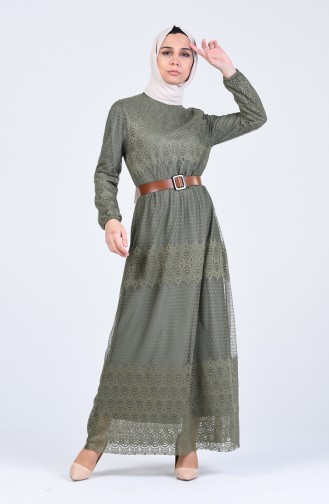 Khaki Hijab Kleider 8057-01