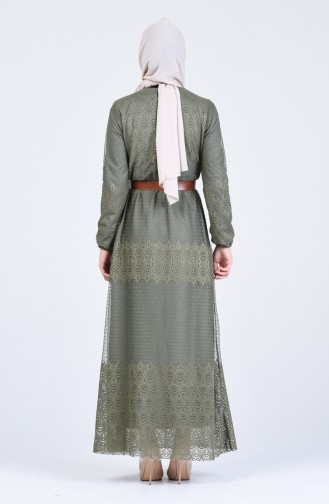 Khaki Hijab Kleider 8057-01