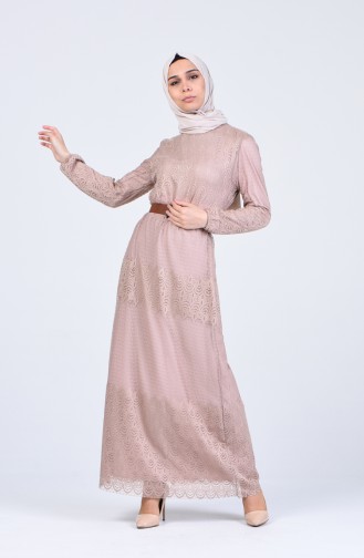 فستان بني مائل للرمادي 8057-04