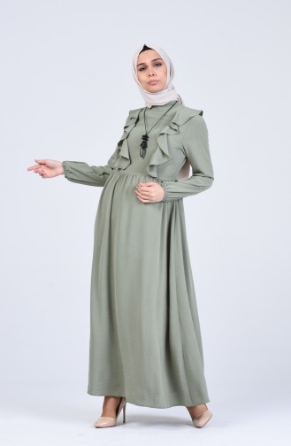 Unreife Mandelgrün Hijab Kleider 2202-02