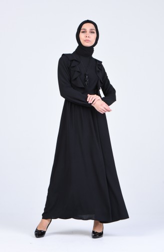 Schwarz Hijab Kleider 2202-05