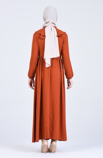 Ziegelrot Hijab Kleider 2202-06