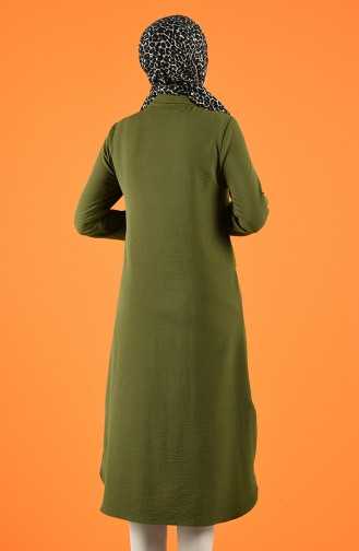 Aerobin Kumaş Düğmeli Uzun Tunik 0006-05 Haki