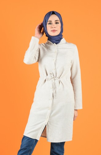 Beli Büzgülü Tunik 5309-02 Bej